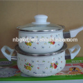 enamel saucepan set with a round body of the pot